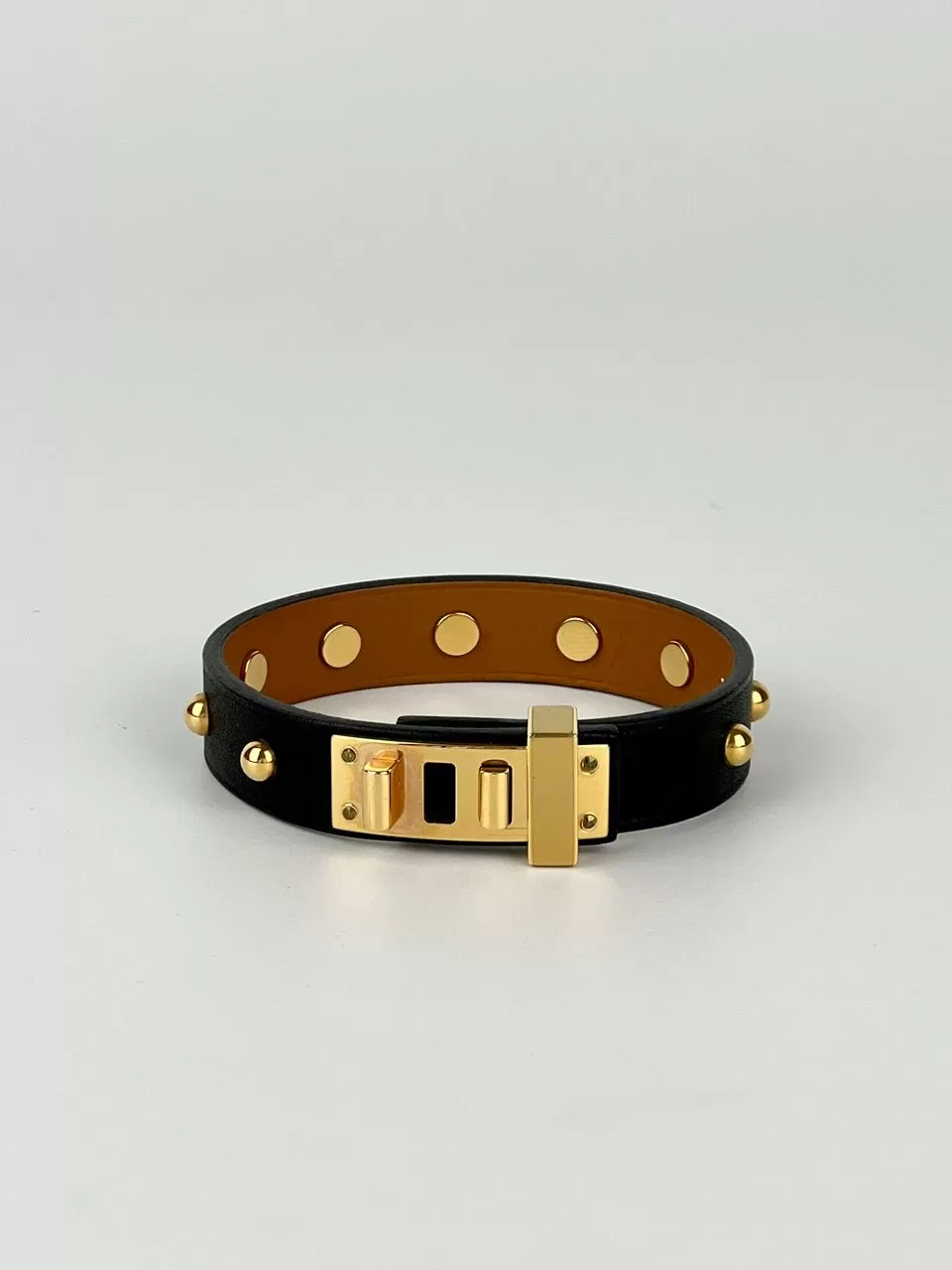 Noir Mini Dog Clous Ronds Bracelet