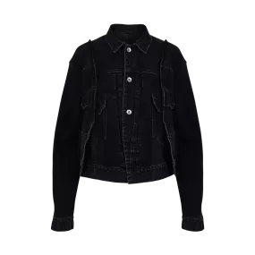 Paneled Frayed Denim Jacket