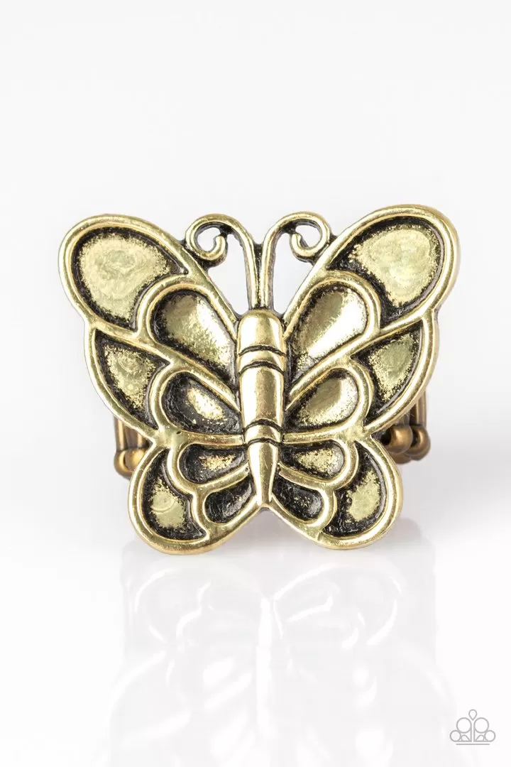 Paparazzi Sky High Butterfly - Brass Ring