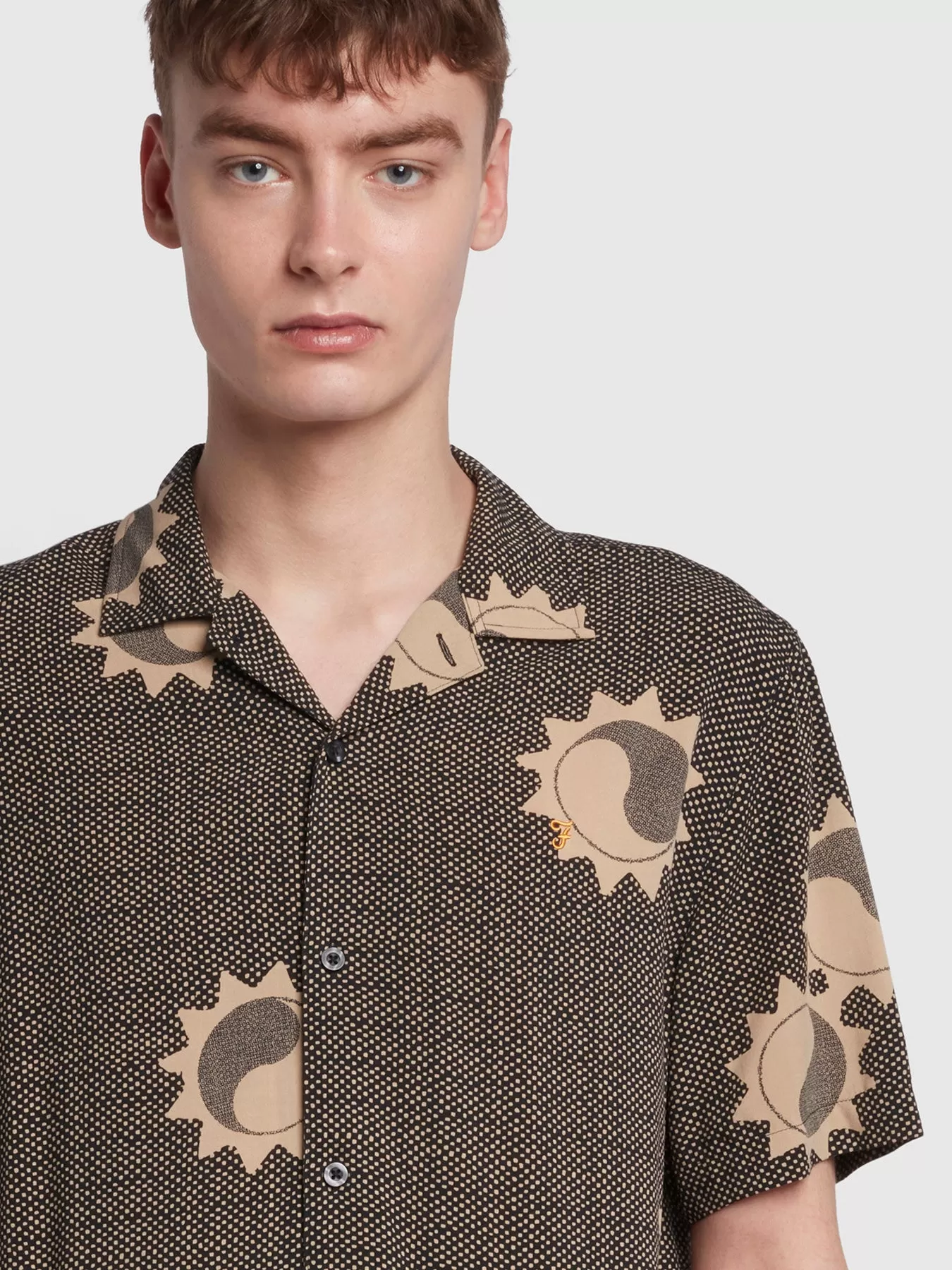 Parker Printed Casual Fit Short Sleeve Shirt In Brown