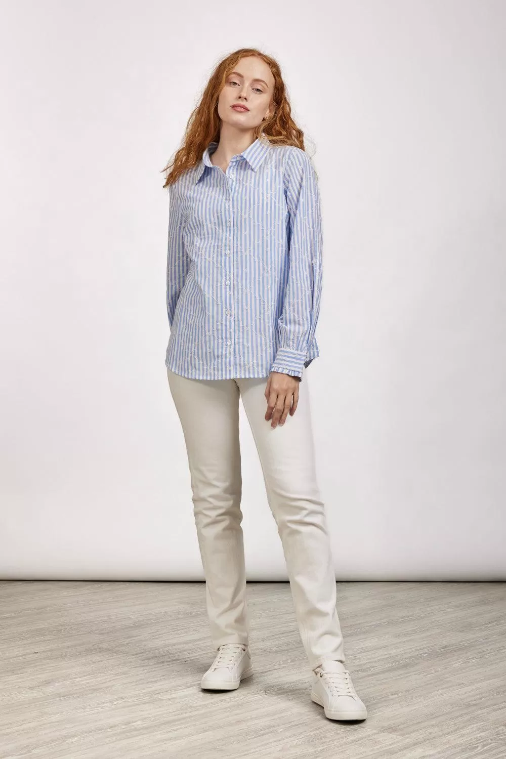 Pinstripe With Embroidery Shirt