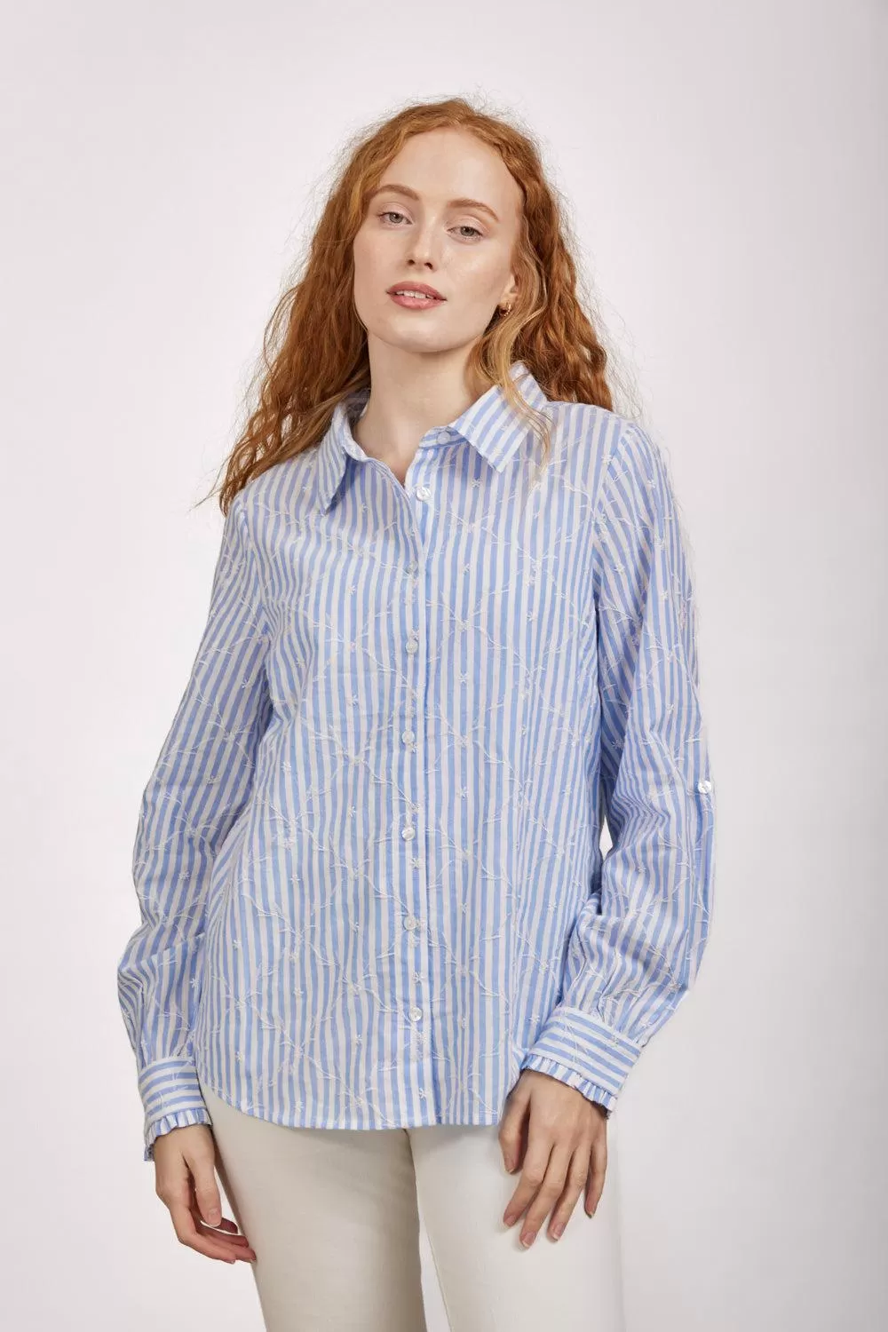 Pinstripe With Embroidery Shirt