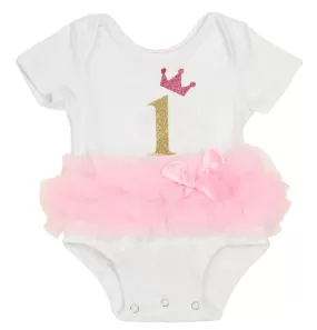 Popatu Baby Tutu Bodysuit White with Gold 1