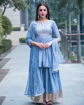 Powder Blue Gotapatti Sharara Set