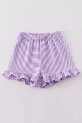 Premium Purple & white stripe basic ruffle shorts