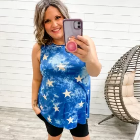 "Falling Star" Sleeveless Top (Blue)