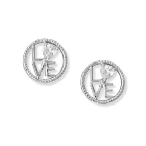 "LOVE" Cubic Zirconia.925 Sterling Silver Stud Earrings for Women