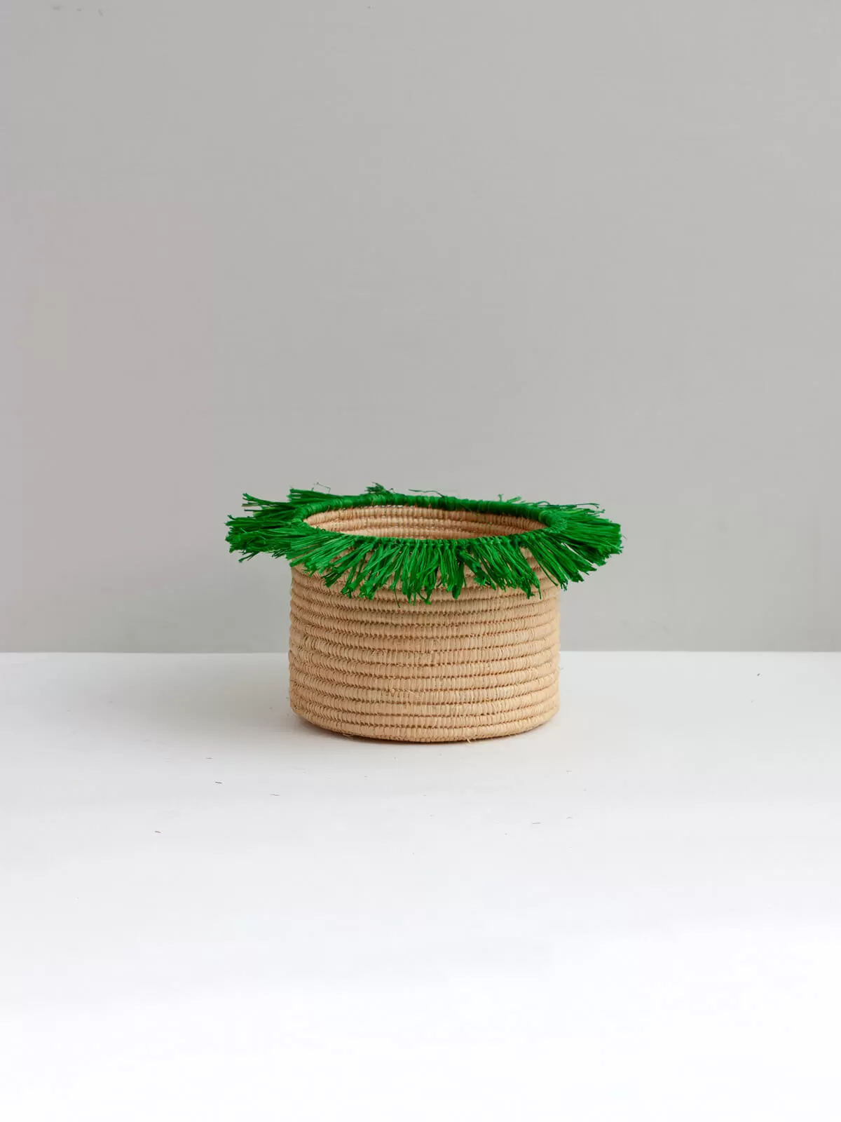 Raffia Tassel Storage Pots, Green