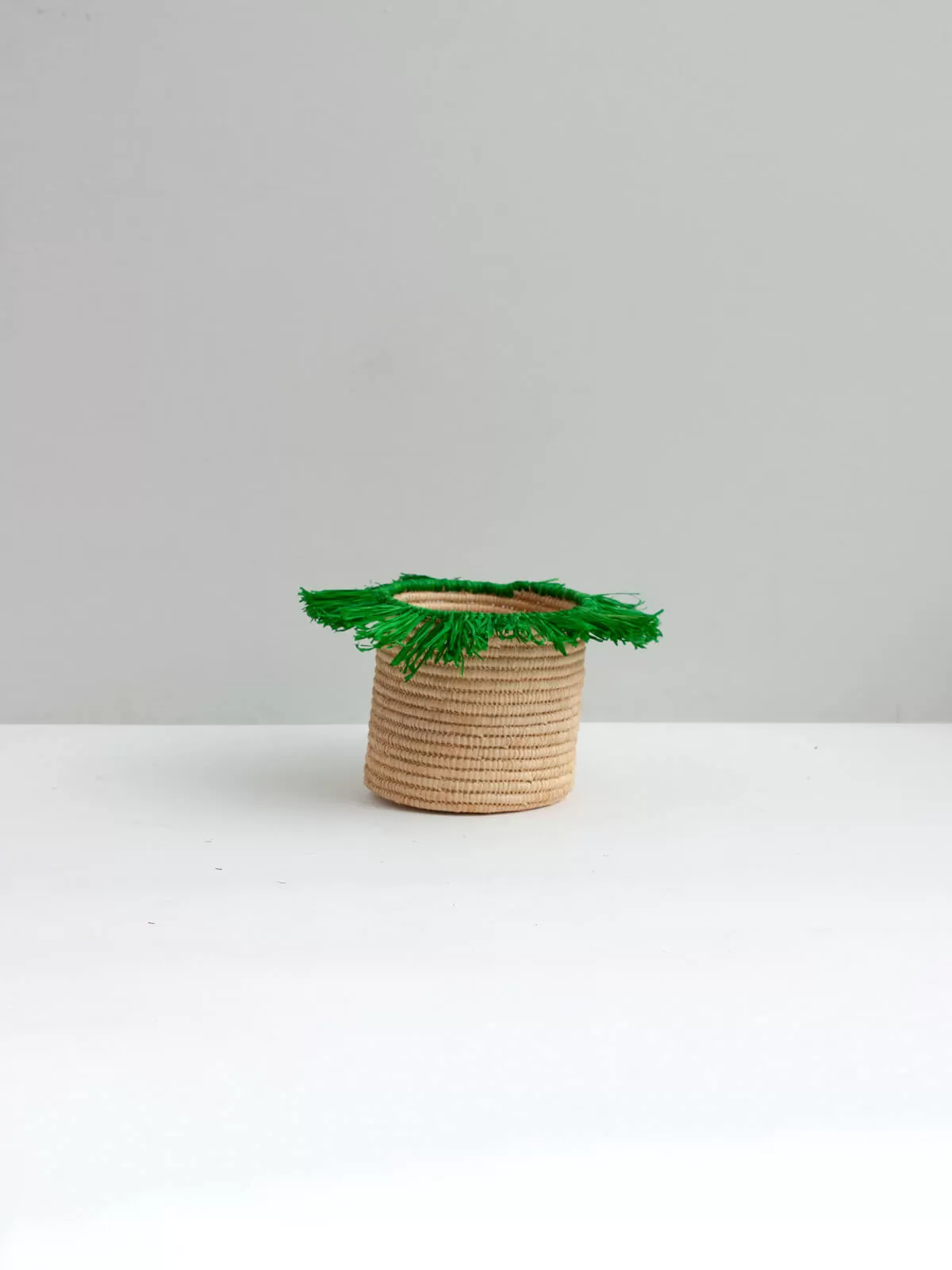 Raffia Tassel Storage Pots, Green