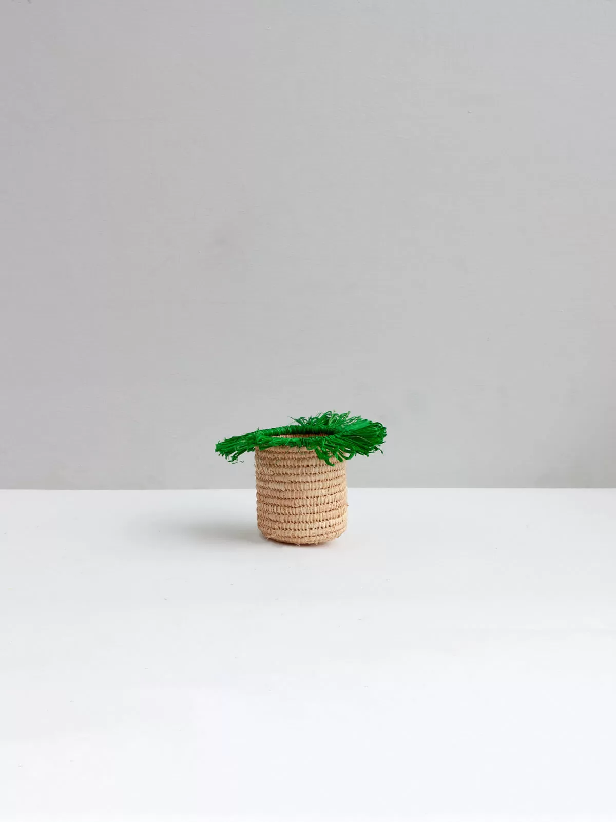 Raffia Tassel Storage Pots, Green