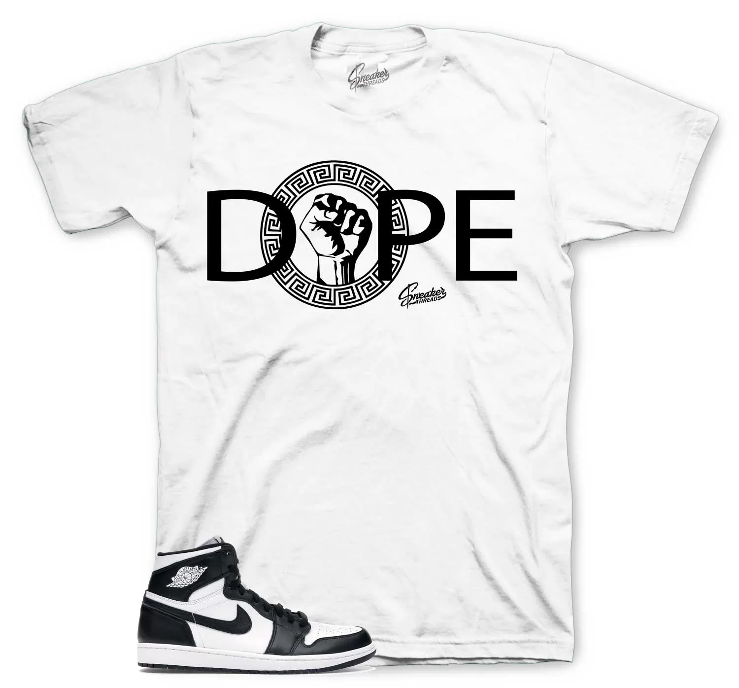 Retro 1 Black And White Shirt - Dope Hands - White