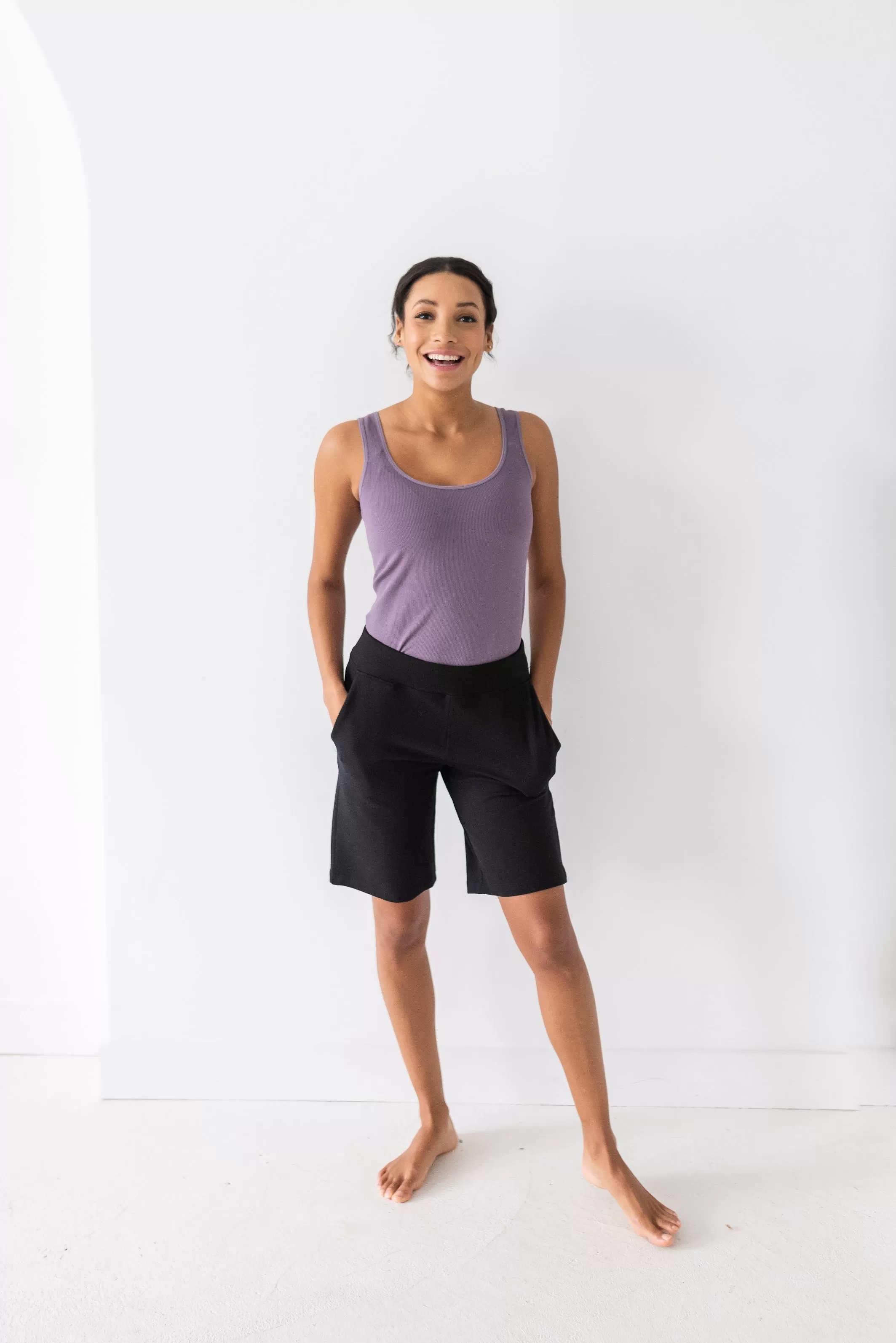 Ribbed Contour Bamboo Tank Top - Dusty Purple