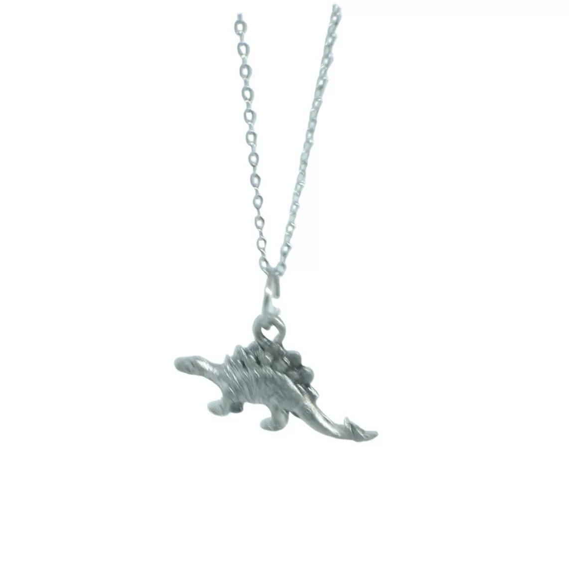 Silver Stegosaurus Pendant Charm Necklace