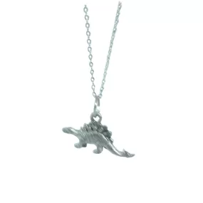 Silver Stegosaurus Pendant Charm Necklace