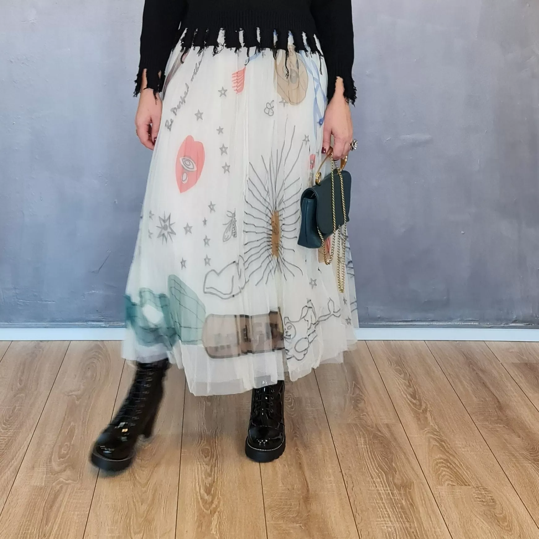 Simple Moderne SauleDu  Layered Tulle Apricot Skirt