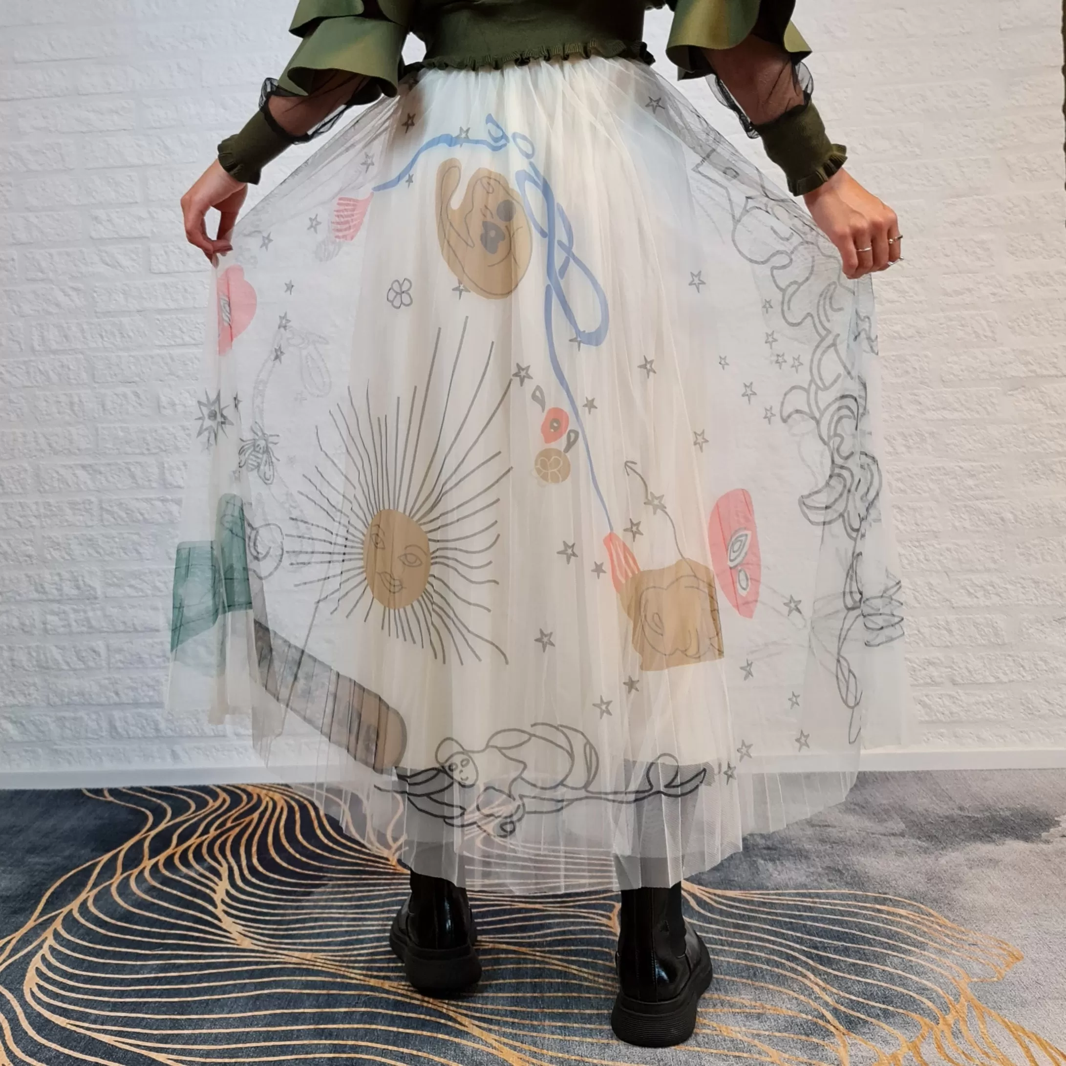 Simple Moderne SauleDu  Layered Tulle Apricot Skirt