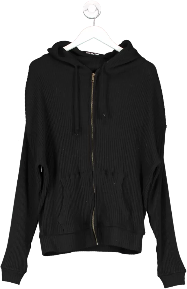 Sisters & Seekers Black Zip Ribbed Hoodie UK S