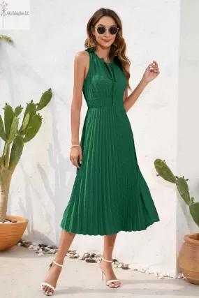 Sleeveless Midi Dress Casual Tie Neck