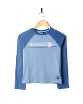 Spray Stripe - Kids Raglan Long Sleeve T-Shirt - Blue