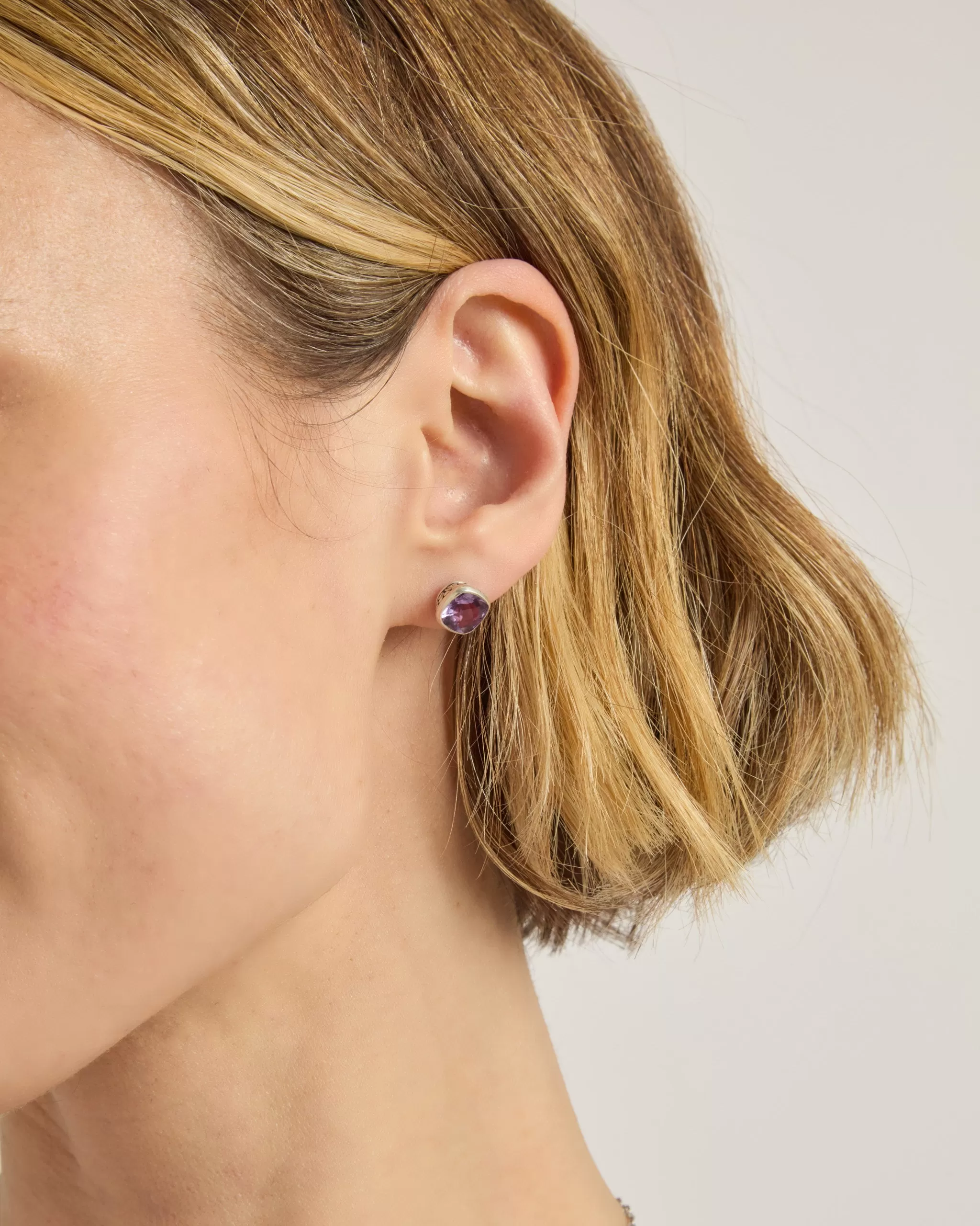 Square Stone Studs with Petroglyph Turtle Texture - Black Onyx