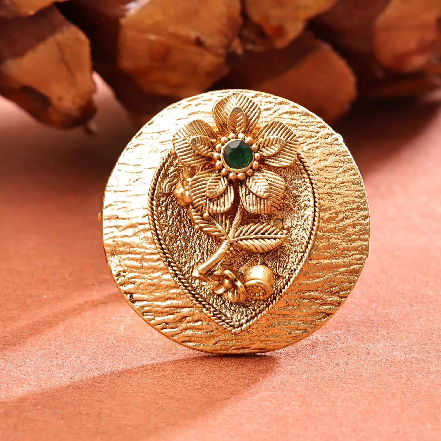 Sukkhi Adorable Golden Floral Gold Plated Pearl Ring for Women