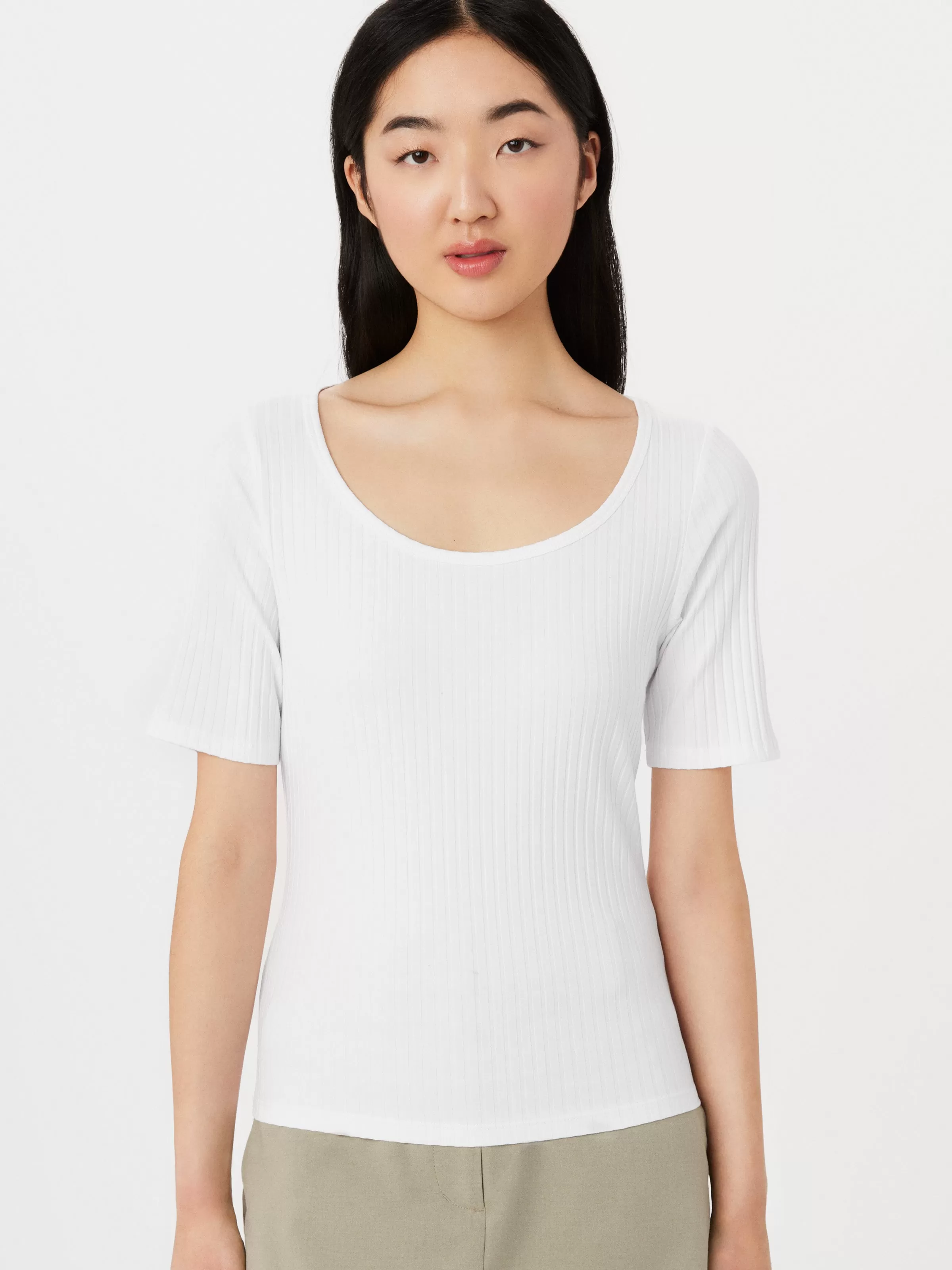 The Slim Ribbed Top in Bright White