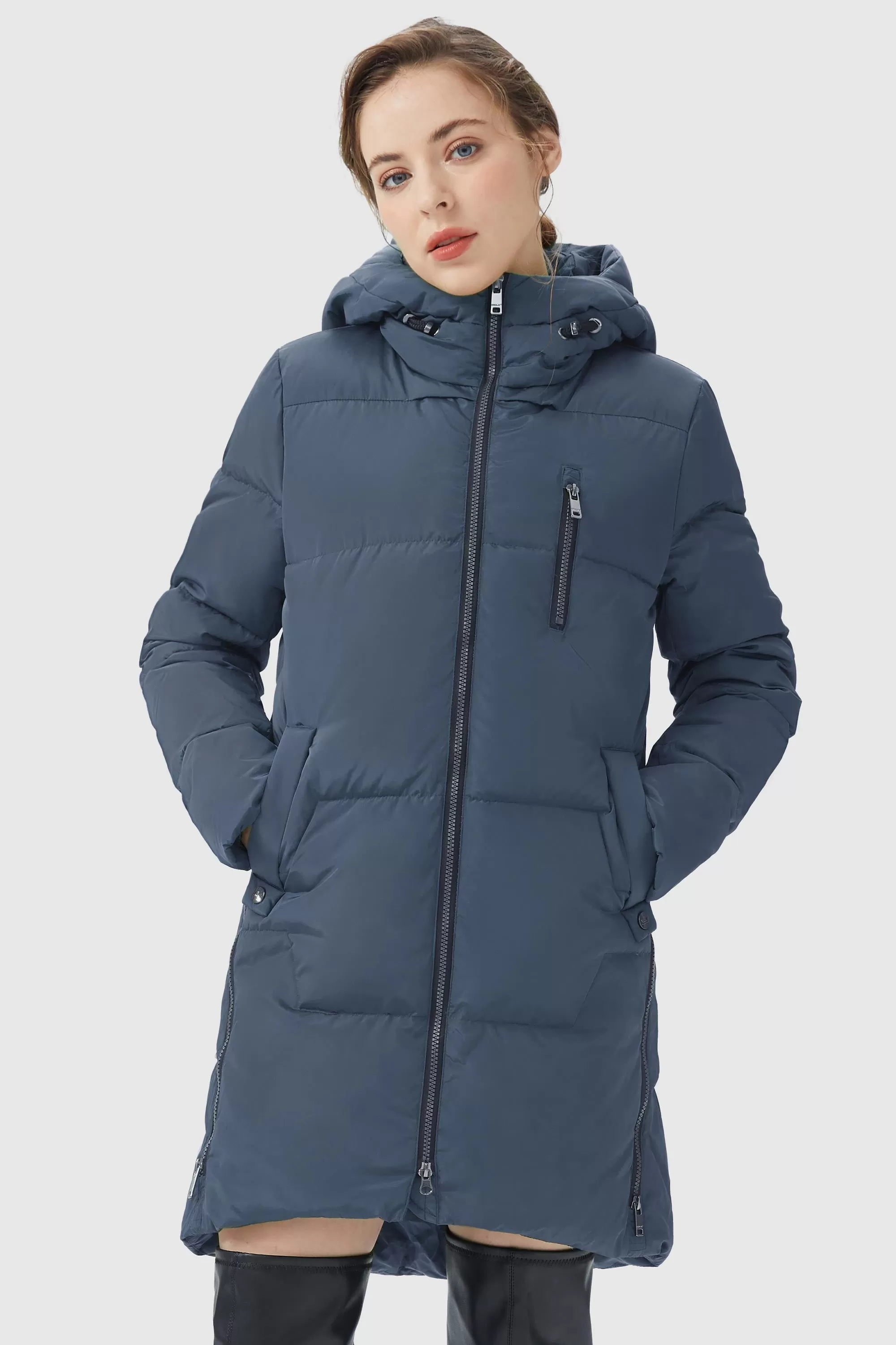 Two-Way Zipper Hooded Puffer Jacket