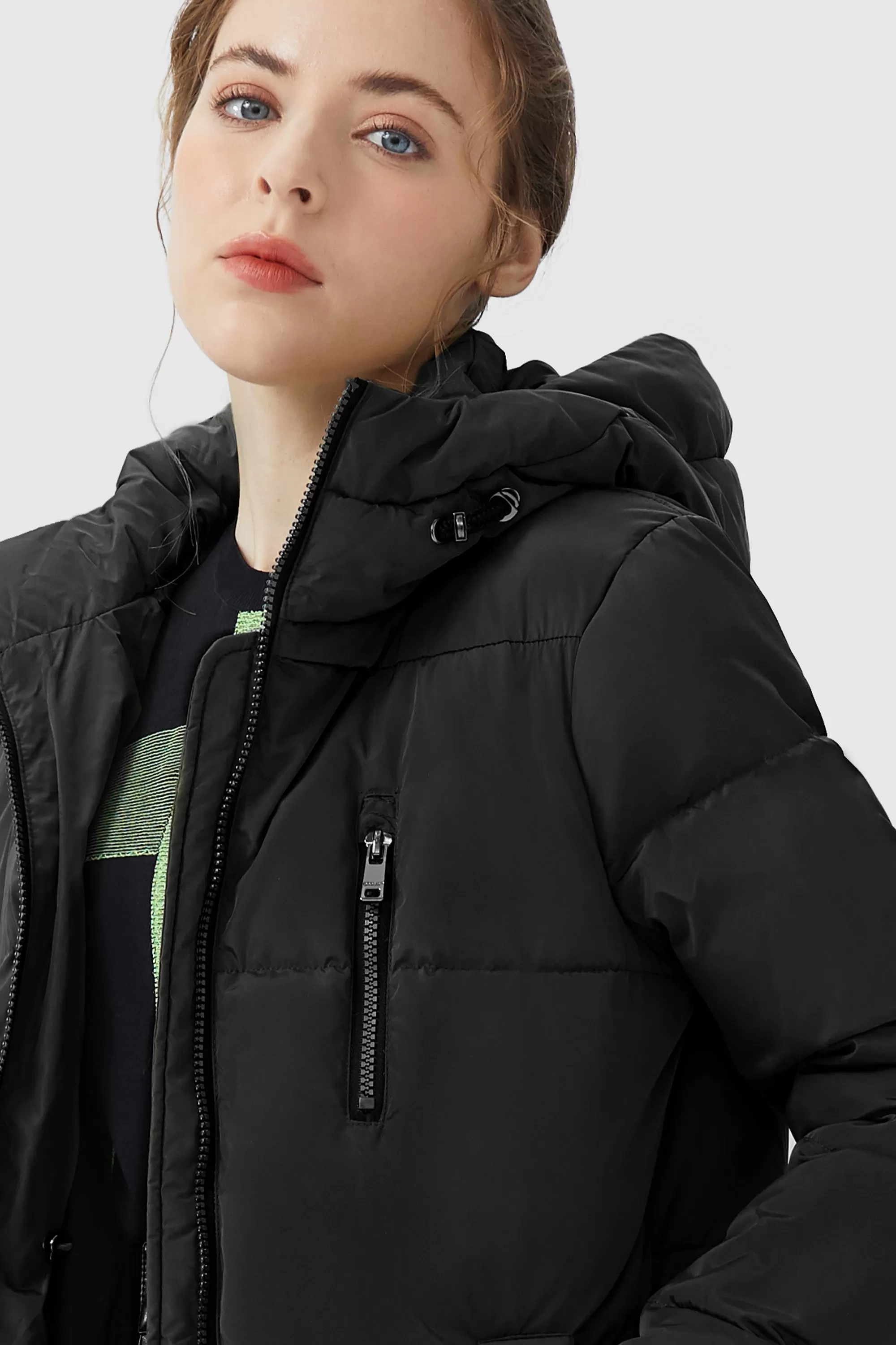 Two-Way Zipper Hooded Puffer Jacket