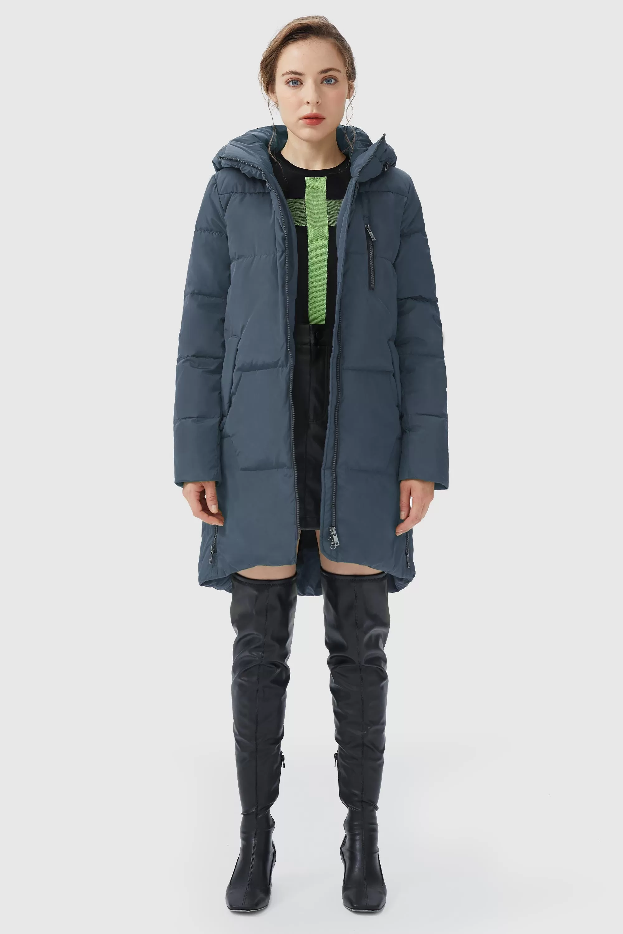 Two-Way Zipper Hooded Puffer Jacket