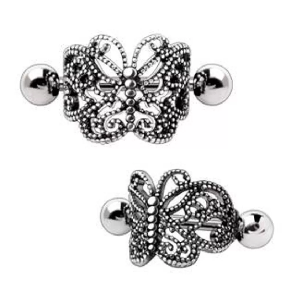 WildKlass 316L Stainless Steel Ornate Butterfly Cartilage Cuff Earring