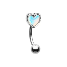 WildKlass Jewelry Heart Illuminating Moonstone Curved Barbell Eyebrow Ring