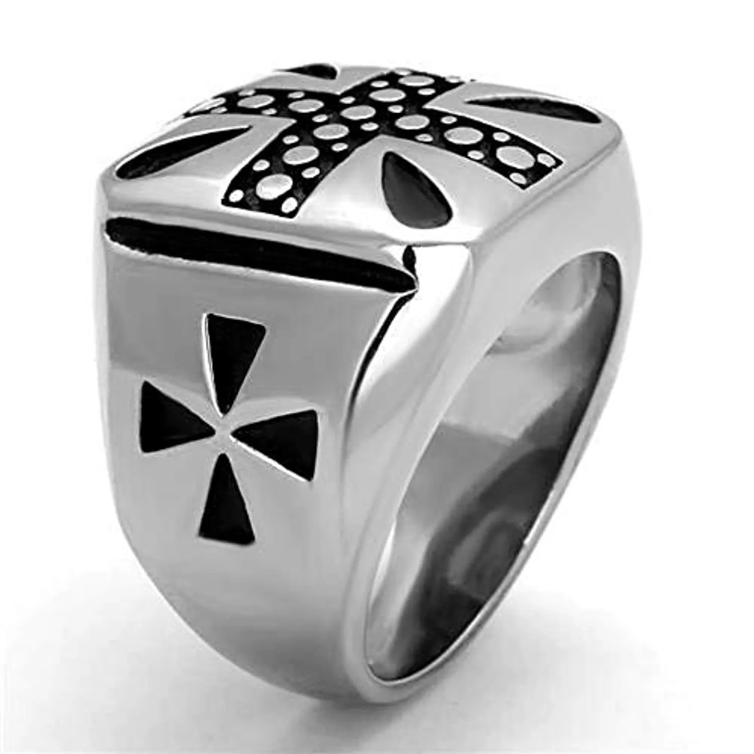 WildKlass Stainless Steel Ring High Polished Men Epoxy Jet