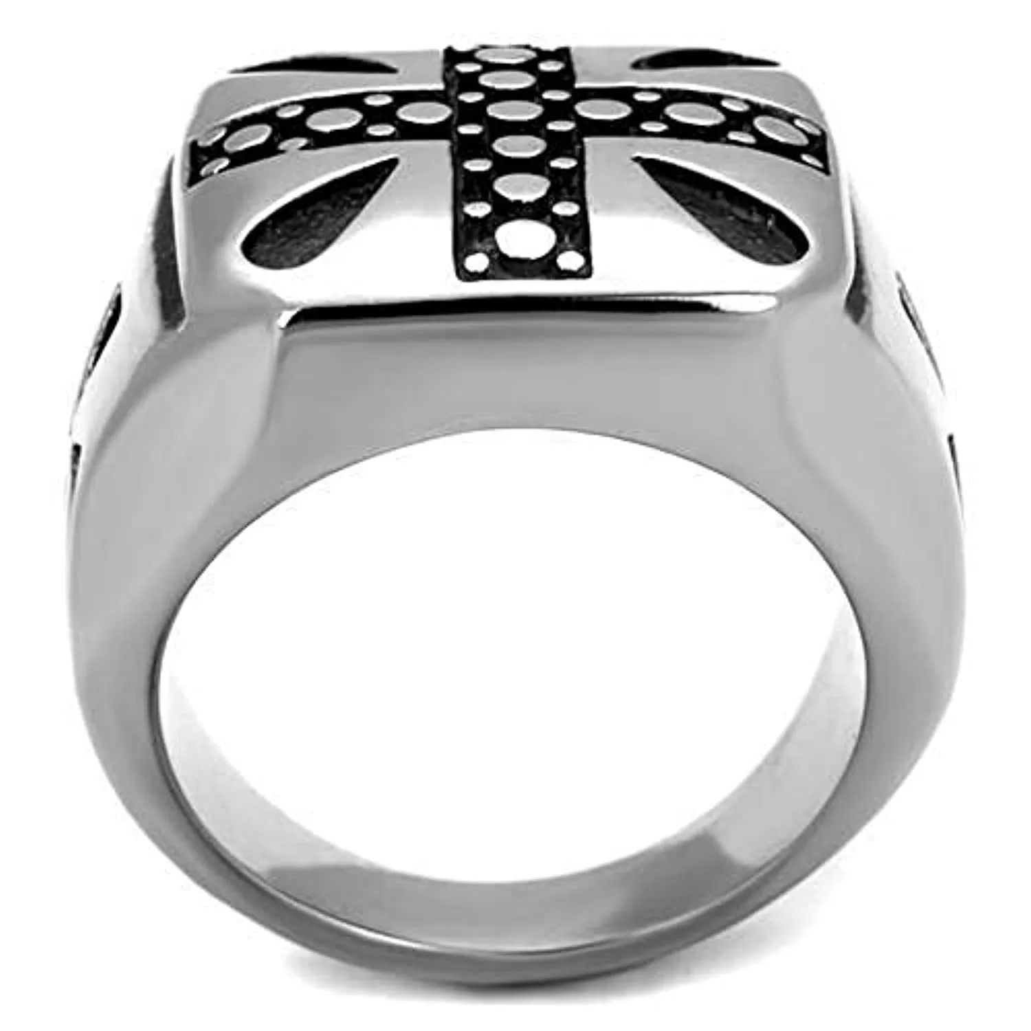 WildKlass Stainless Steel Ring High Polished Men Epoxy Jet