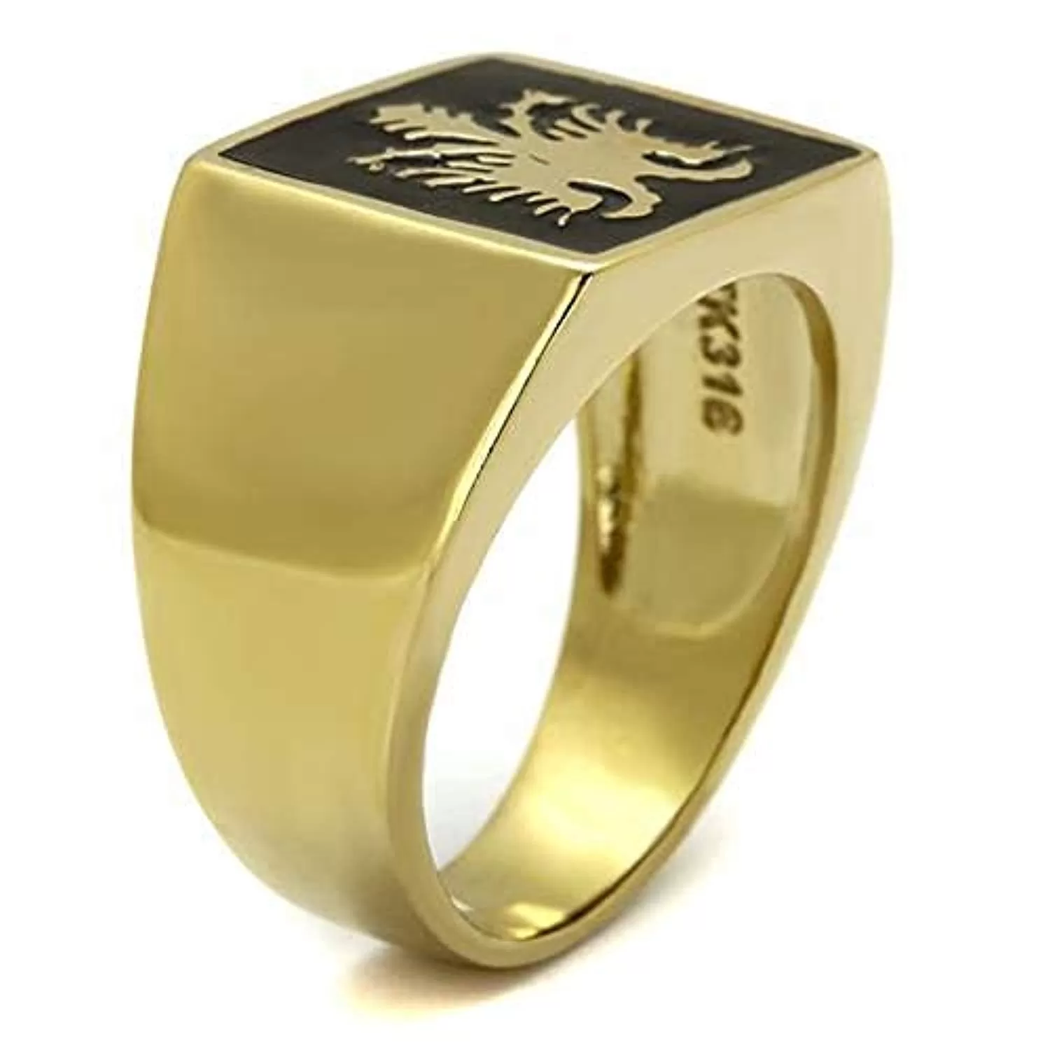 WildKlass Stainless Steel Ring IP GoldMen Epoxy Jet