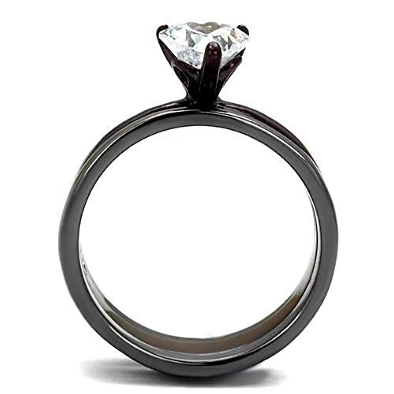 WildKlass Stainless Steel Ring IP Light Black (IP Gun) & IP Dark Brown (IP Coffee) Women AAA Grade CZ Clear