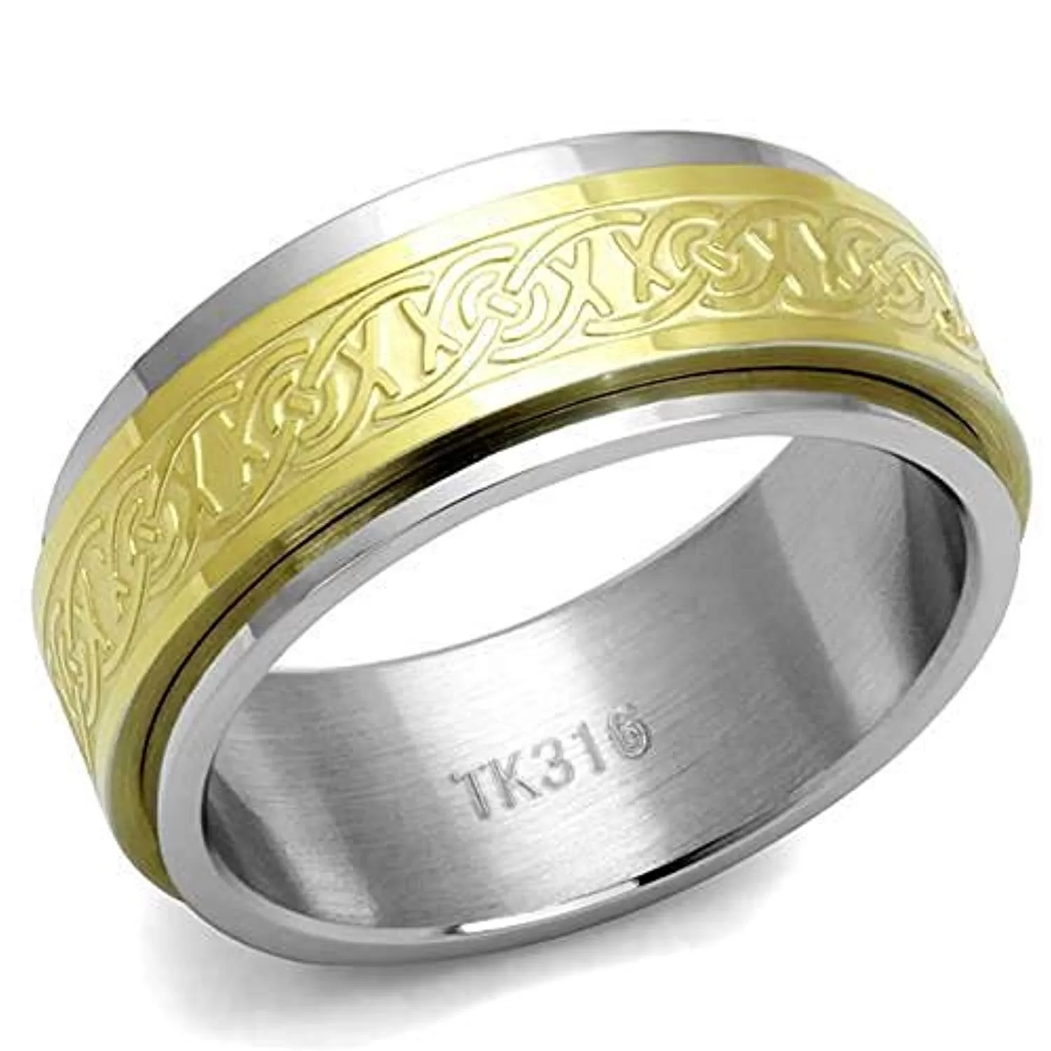 WildKlass Stainless Steel Ring Two-Tone IP Gold Men