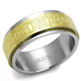 WildKlass Stainless Steel Ring Two-Tone IP Gold Men