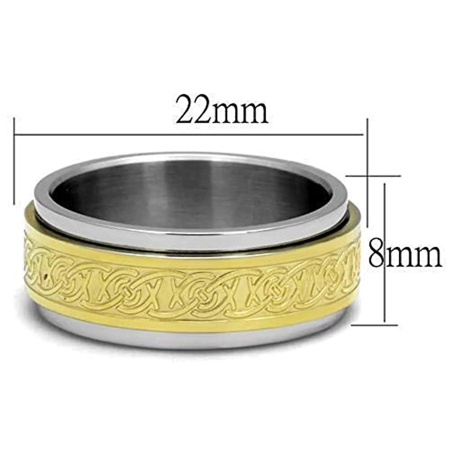 WildKlass Stainless Steel Ring Two-Tone IP Gold Men