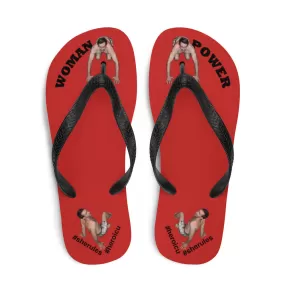 Woman Power Fabric Top Flip Flop Sandal Has Men Bow To Your Toes Red Color with Black Letters (NEW 2023-04)