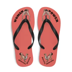 Woman Power Fabric Top Flip Flop Sandal Has Men Bow To Your Toes Salmon Color with Black Letters (NEW 2023-04)